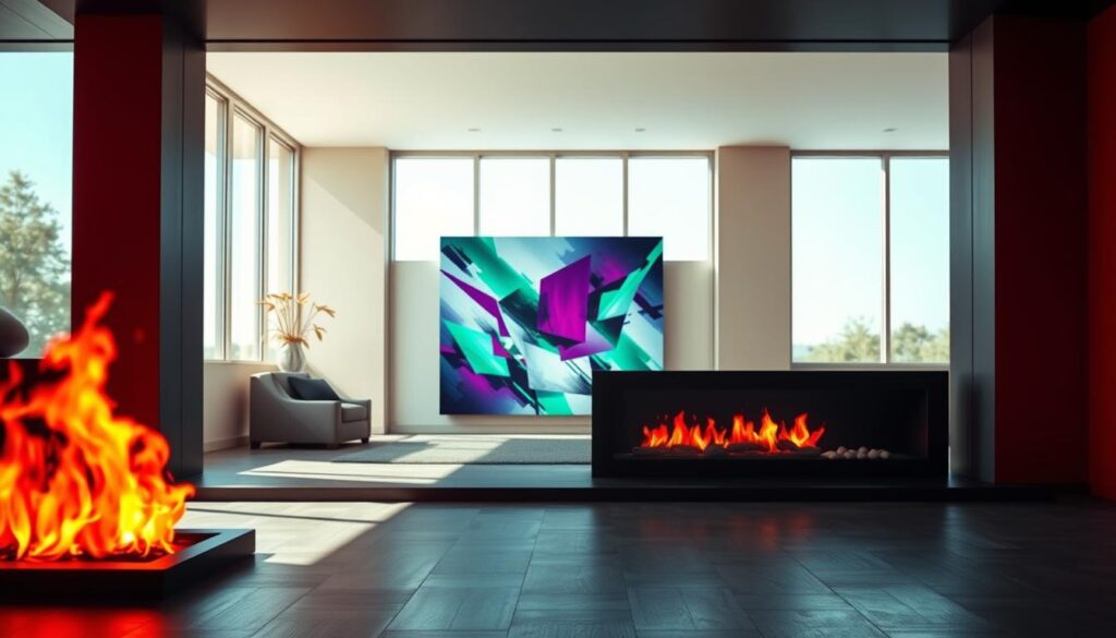 bold color fireplace design