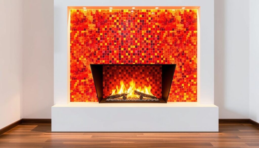 bold colorful fireplace design