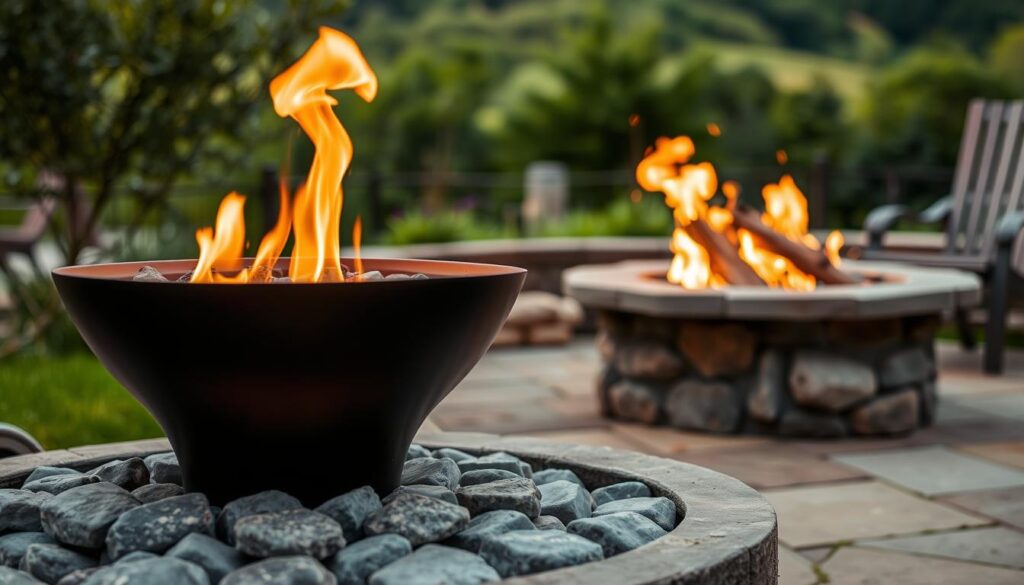 gas and wood fire pit options