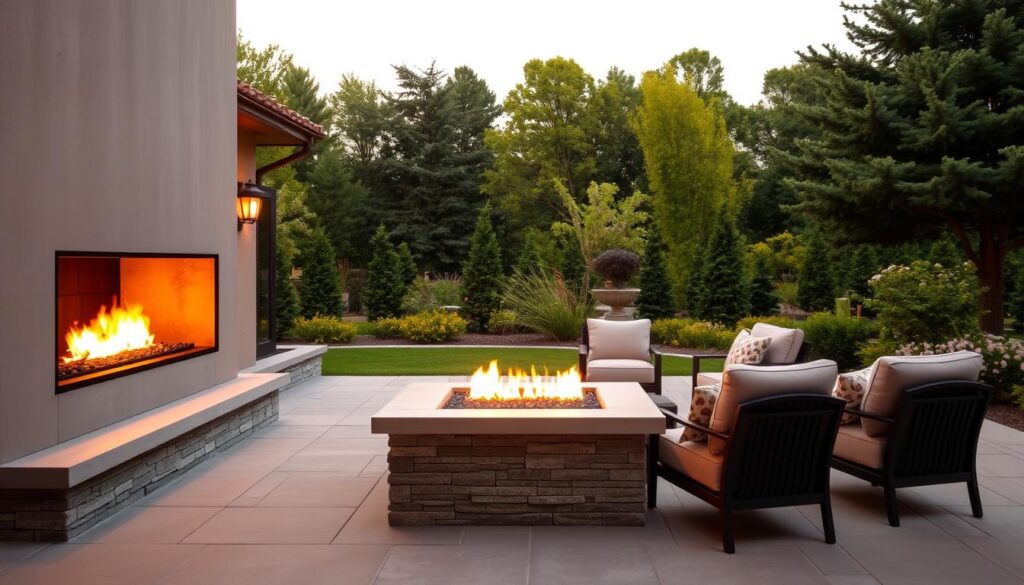 modern and traditional fire feature designs