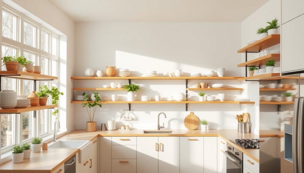 open shelving kitchen design