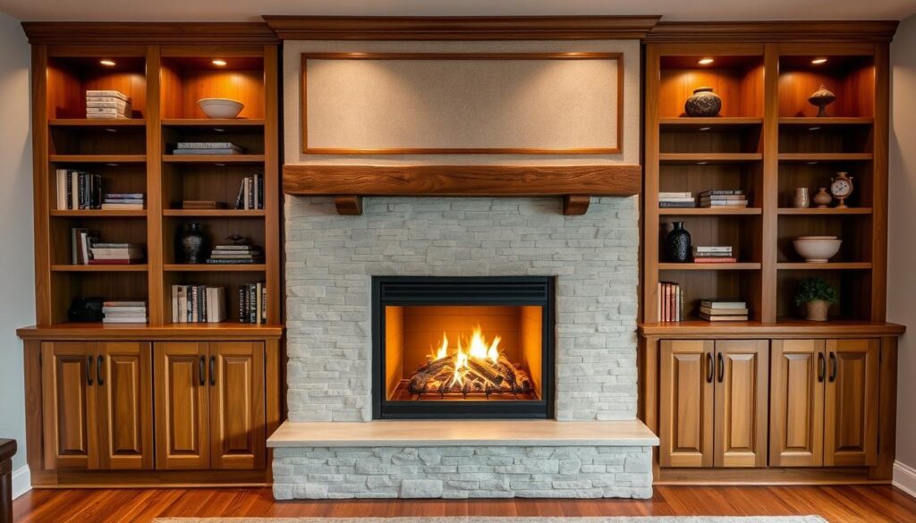 built-in storage fireplace built-in storage fireplace