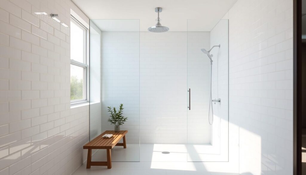 open walk-in shower design for space open walk-in shower design for space